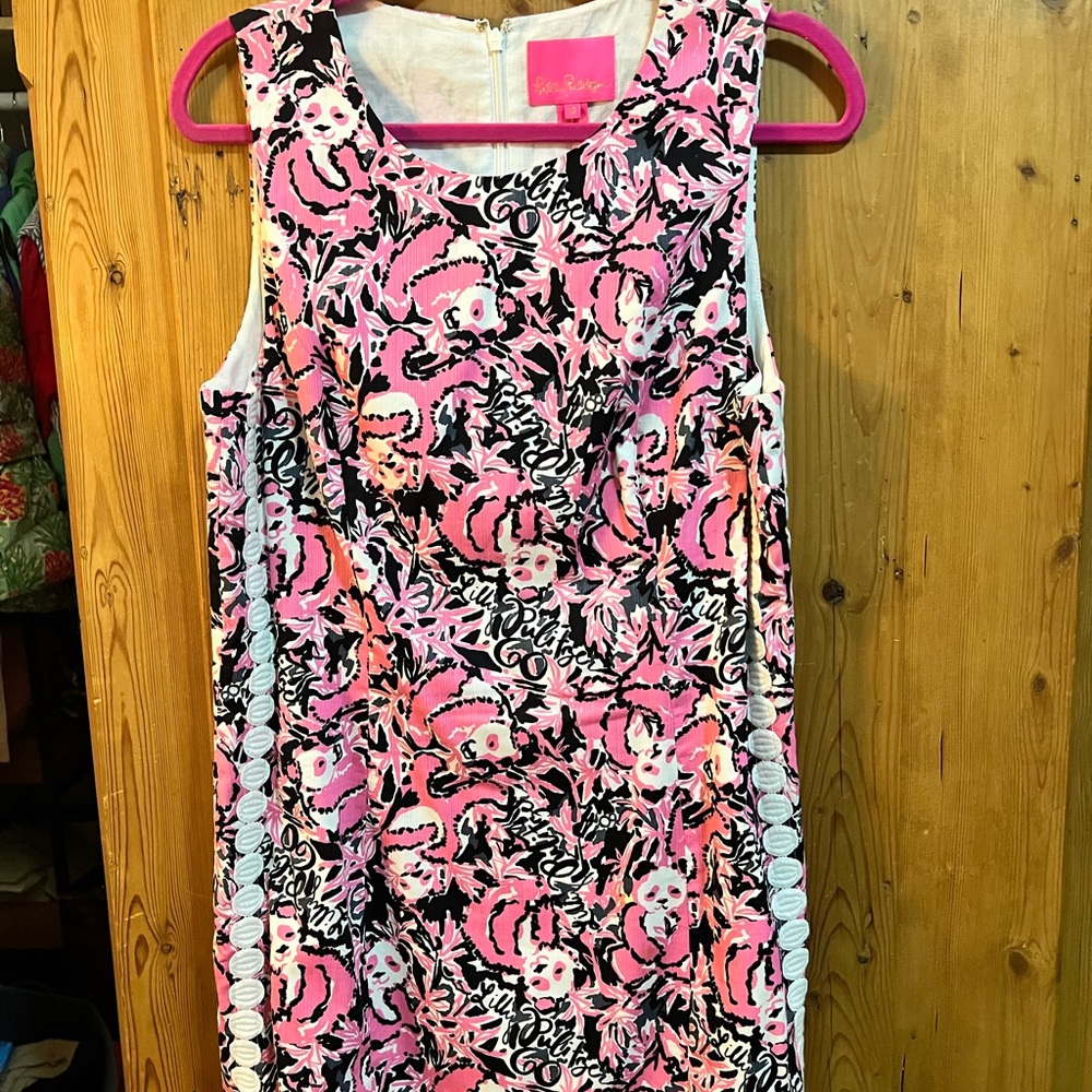 Lilly Pulitzer sz 12 Mila shift Hibiscus pink Hanging with my Boo